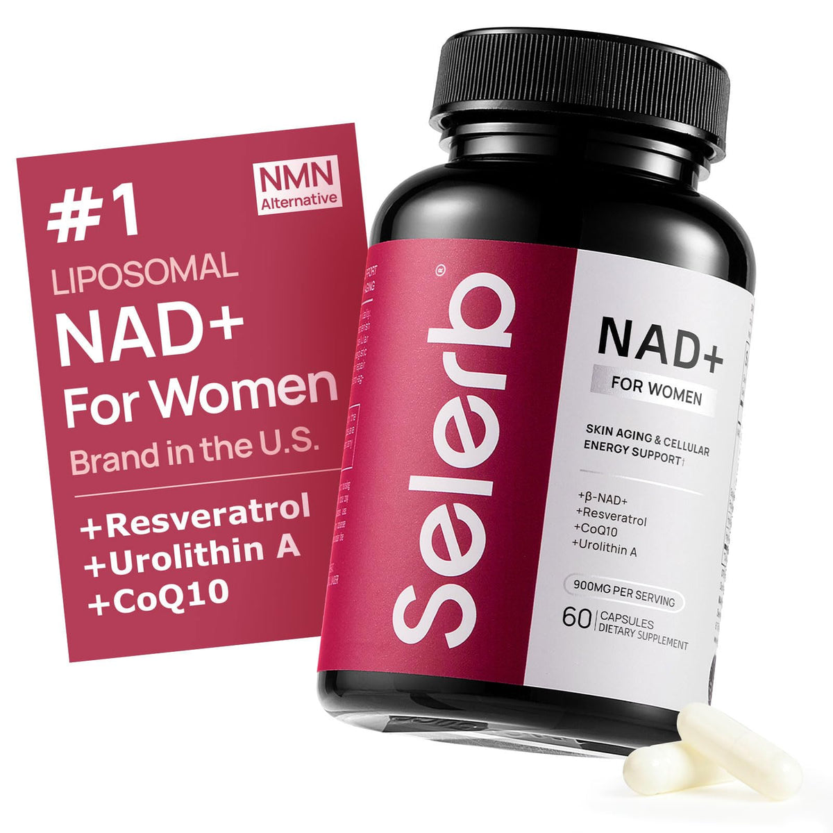 NAD+ Supplement for Women - NMN Alternative with β-NAD+, Trans-Resveratrol, CoQ10, D-Ribose - Promotes Cellular Renewal, Energy, and Radiant Skin Health - 60 Capsules Advanced SelerbBuy Supplements Australia