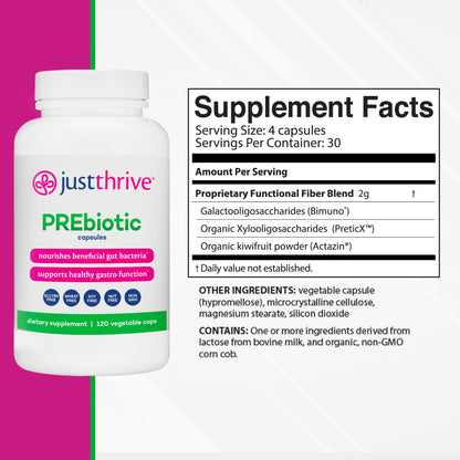 Just Thrive PREbiotic Capsules - Prebiotic Blend for Gut Health and Immune Support, 120 Caps Just ThriveBuy Supplements Australia