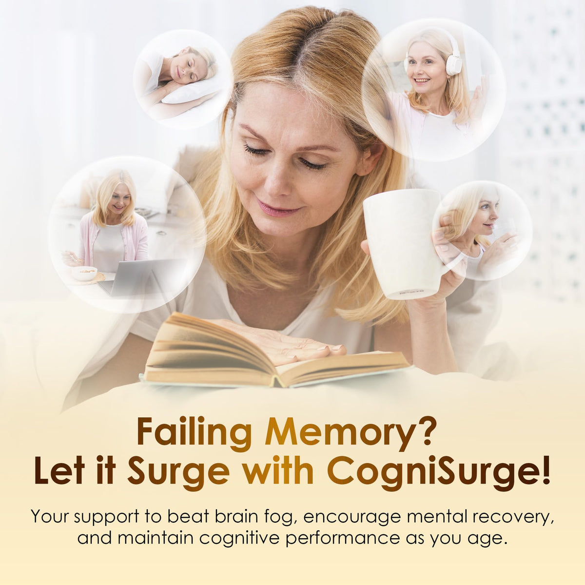 Nutraville CogniSurge Nootropics Brain Support Supplement for Memory and Focus - Nature-Powered Lion's Mane Supplement Capsules with Shilajit - No Caffeine or Stimulants - 30 Servings NutravilleBuy Supplements Australia