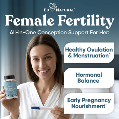 Eu Natural Conception for Her Fertility Supplements for Women - Ovulation, Hormonal Balance & Regular Cycle Support - Myo-Inositol, Folate, Folic Acid & Vitex - 60 Vegetarian Capsules Eu NaturalBuy Supplements Australia