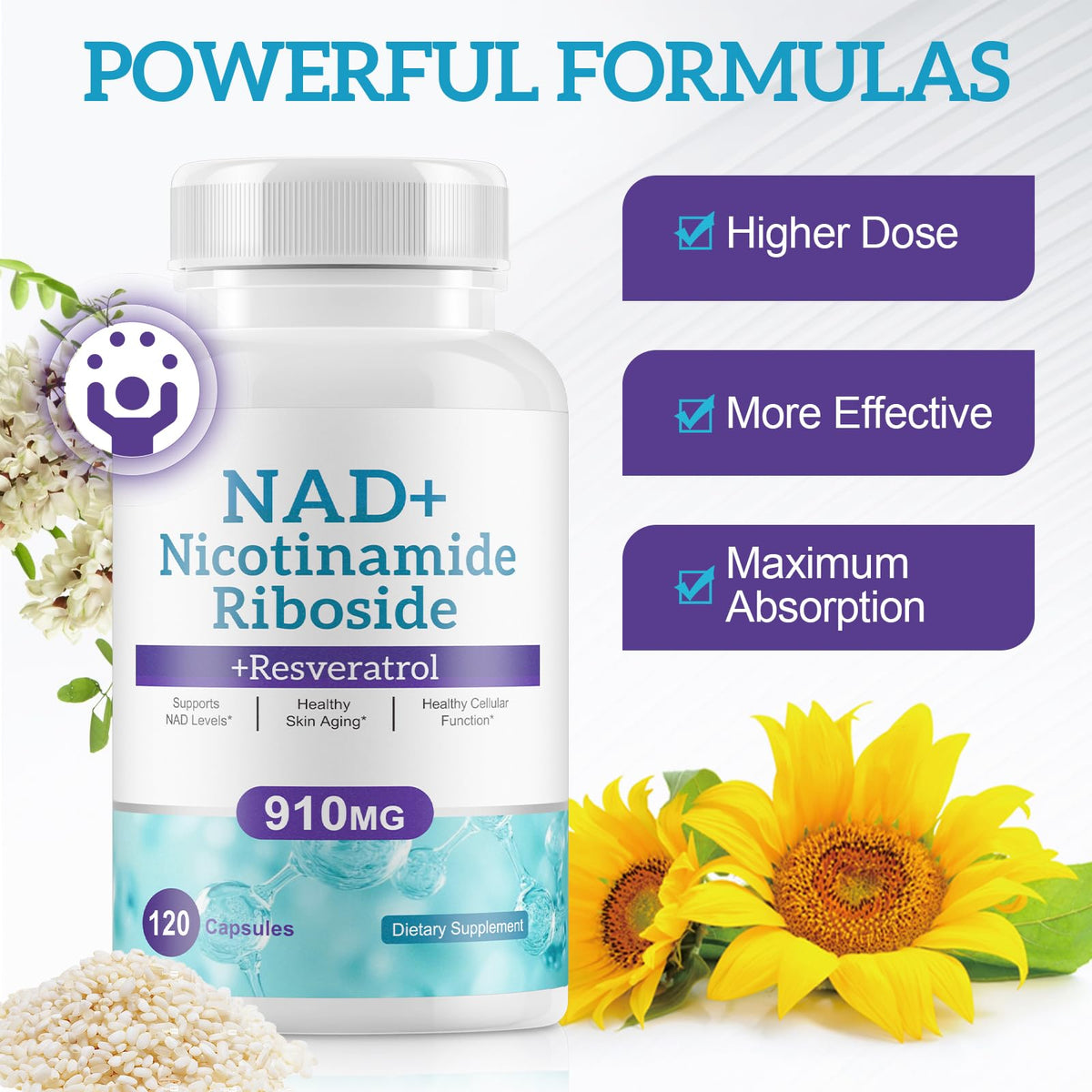 NAD+ Supplement Alternative - Liposomal Nicotinamide Riboside - Resveratrol & Quercetin - High Purity NAD Supplements for Anti-Aging, Focus, Energy 120 Capsules RuduwuBuy Supplements Australia