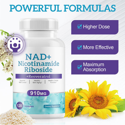NAD+ Supplement Alternative - Liposomal Nicotinamide Riboside - Resveratrol & Quercetin - High Purity NAD Supplements for Anti-Aging, Focus, Energy 120 Capsules RuduwuBuy Supplements Australia