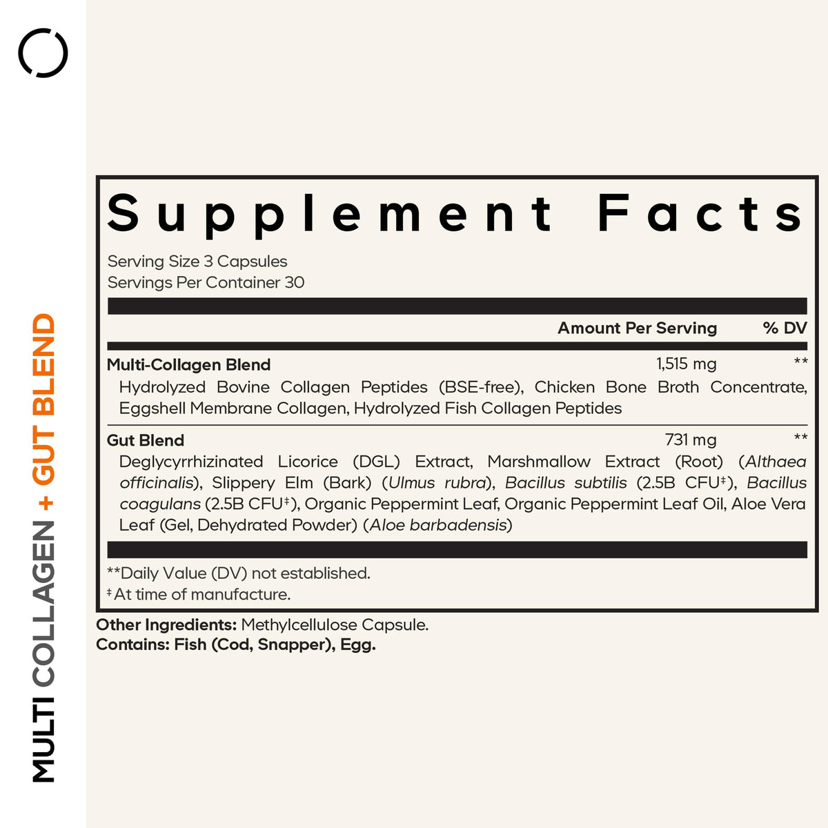 Codeage Multi Collagen + Gut Blend Supplement - Digestive Probiotics, DGL Licorice, Aloe Vera, Organic Peppermint Leaf, Slippery Elm - Hydrolyzed Bovine Collagen Pills - Non-GMO - 90 Capsules CodeageBuy Supplements Australia
