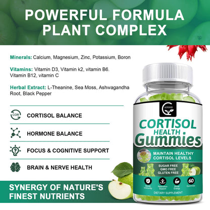 GORNVB Cortisol Gummies, Cortisol Supplement for Women with Magnesium, Ashwagandha, Rhodiola, Phosphatidylserine, L-Theanine, Black Pepper, Vitamin C & B6 - Relaxation, Focus, Sleep Support - 2 Pack GORNVBBuy Supplements Australia