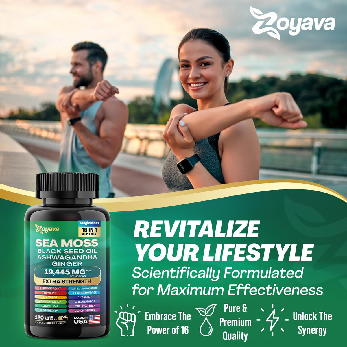 Zoyava Sea Moss 7000mg Black Seed Oil 4000mg Ashwagandha 2000mg Turmeric ZoyavaBuy Supplements Australia