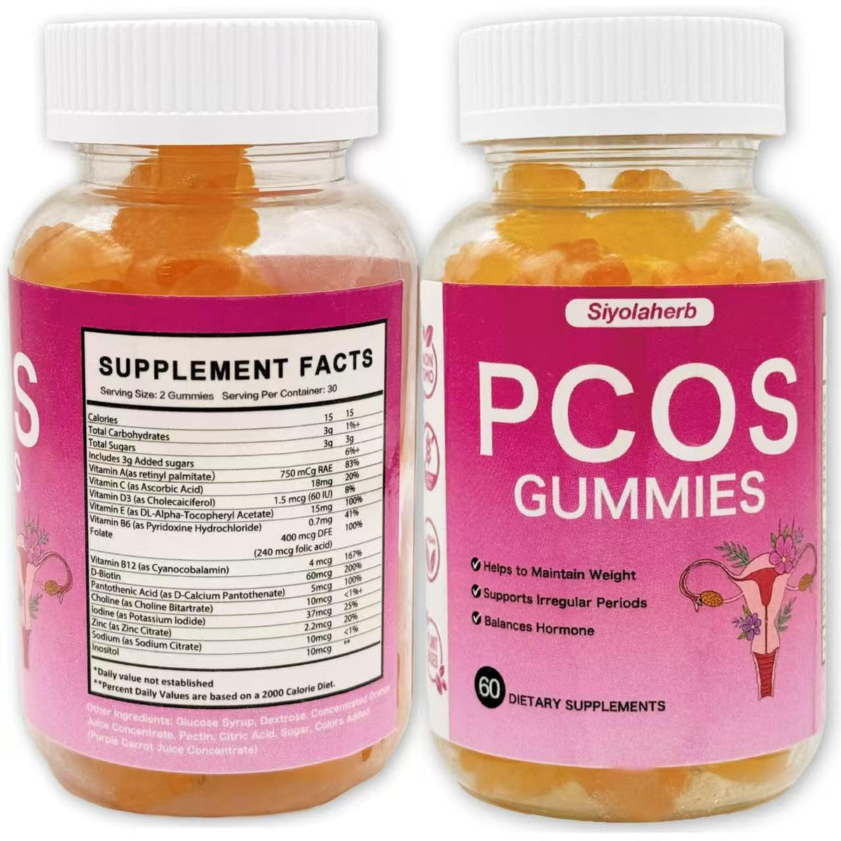 PCOS Vitamins Gummies for Women Hormone Balance & PCOS Relief & Fertility Support, 60 Ovarian Support Vitamins with Inositol for Healthy Menstrual Cycle, Inositol Gummies for Hirsutism and Acne SiyolaherbBuy Supplements Australia