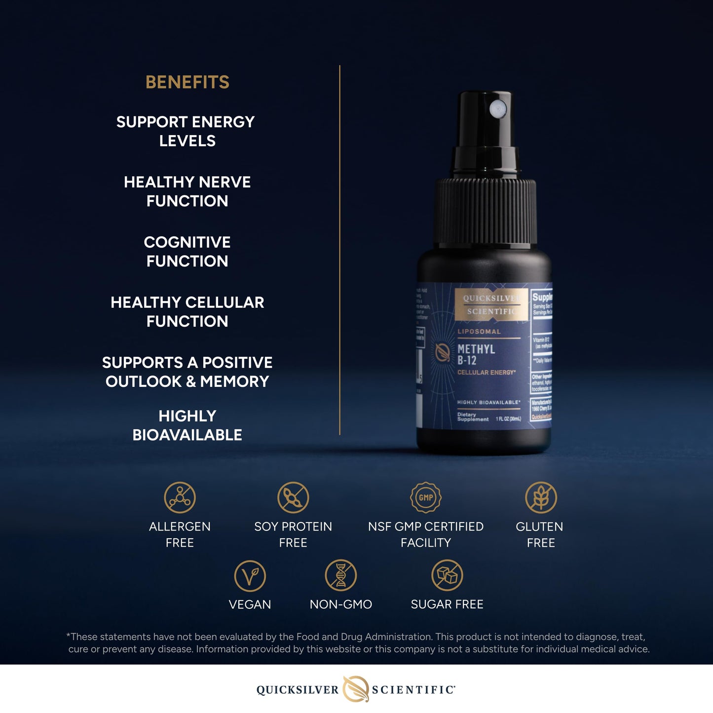 Quicksilver Scientific Methyl B12-1000mcg Vitamin B12 as Methylcobalamin - with Nano Technology for Superior Absorption - Supportive Energy Supplement (30ml / 90 Servings) Quicksilver ScientificBuy Supplements Australia