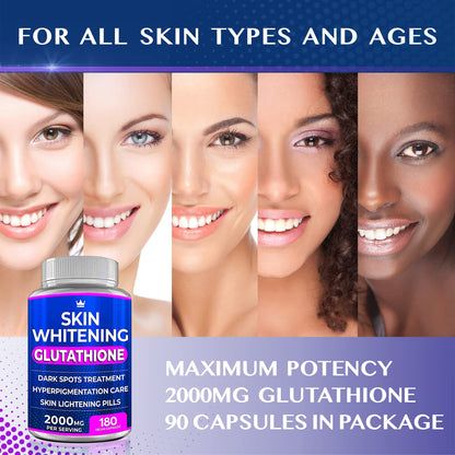 Glutathione Whitening Pills - 180 Capsules 2000mg Glutathione - Effective Skin Lightening NORTHERN CROWN COSMETICSBuy Supplements Australia