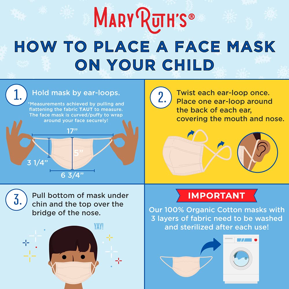 MaryRuth's Face Masks Made with 100% Organic Cotton | Soft and Secure 3-Layer Protection | Breathable Comfortable and Reusable Face Masks | One Size Fits Most | 3 Pack MARYRUTH'SBuy Supplements Australia