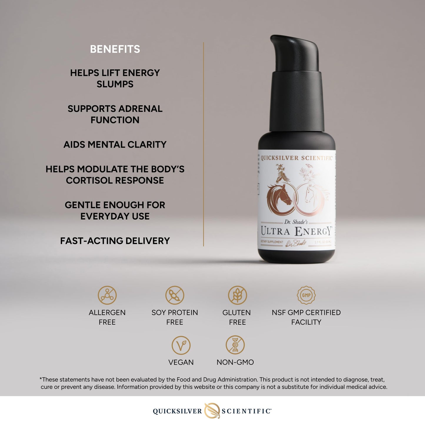 Quicksilver Scientific Dr. Shade's Ultra Energy - Liposomal Adaptogenic Adrenal, Cognitive Support Supplement with Rhodiola, Reishi, Ashwagandha for Women + Men (1.7 fl oz / 50ml) Quicksilver ScientificBuy Supplements Australia