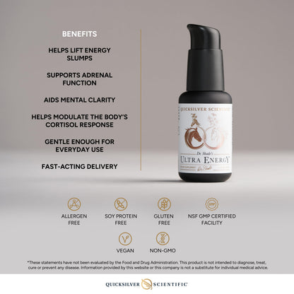 Quicksilver Scientific Dr. Shade's Ultra Energy - Liposomal Adaptogenic Adrenal, Cognitive Support Supplement with Rhodiola, Reishi, Ashwagandha for Women + Men (1.7 fl oz / 50ml) Quicksilver ScientificBuy Supplements Australia