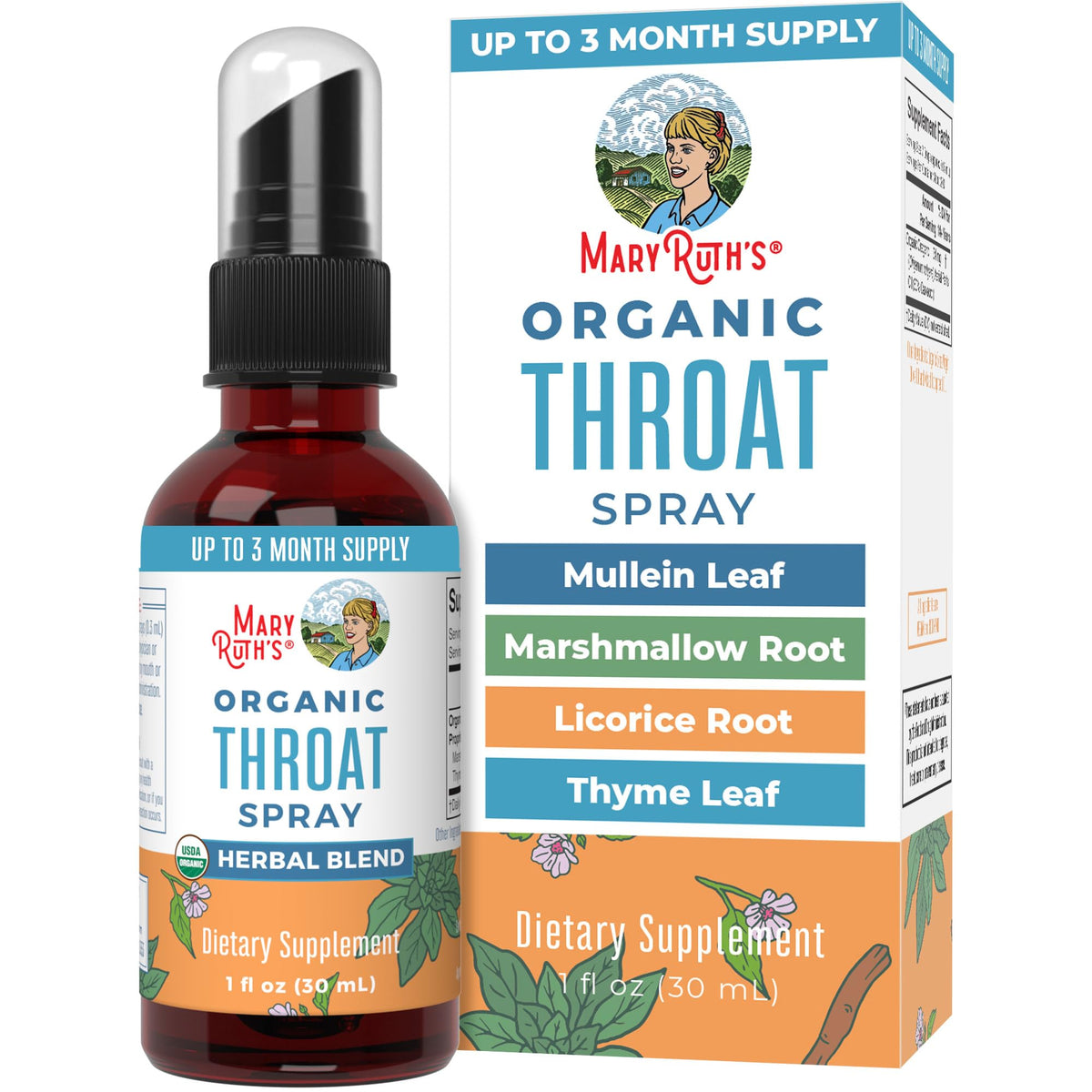 MaryRuth Organics USDA Organic Throat Spray with Mullein Leaf | Marshmallow Root & Licorice Root & Thyme Leaf | 4 Herbal Blend | Non-GMO | Vegan | Gluten Free | 1 Fl Oz | Up to 100 Servings MARYRUTH'SBuy Supplements Australia