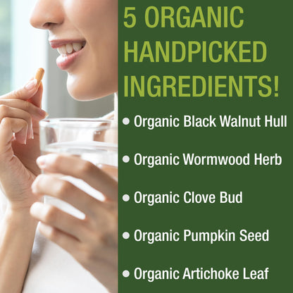 USDA Organic Wormwood Black Walnut Clove Cleanse for Humans. Elimination Detox + Intestinal Support Capsules Supplement for Adults and Kids. Pills with Artichoke and Pumpkin Seed for Added Benefits Peak PerformanceBuy Supplements Australia
