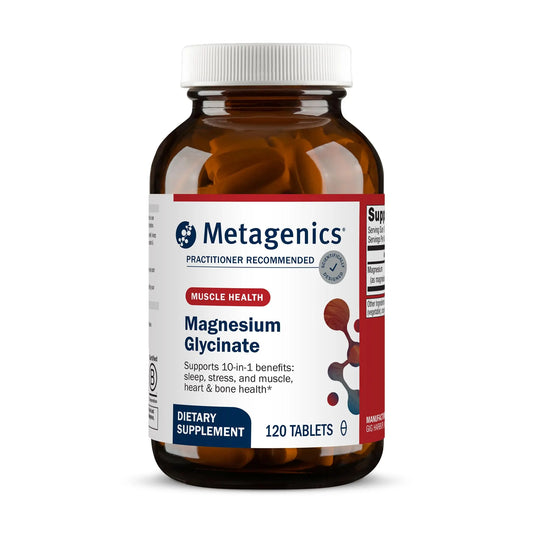 Metagenics Magnesium Glycinate supplement bottle on a white background