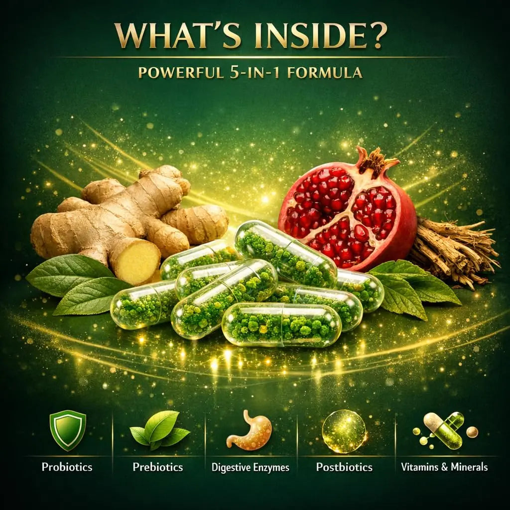 NATURAL NEED™ Gut Health – 5-in-1 Formula with Probiotics, Prebiotics, Postbiotics, Enzymes & Vitamins (C,D3,B12,Zinc) – Delayed Release Capsule – Supports Overall Digestion, Immunity & Gut – 60 Vegan NATURAL NEEDBuy Supplements Australia