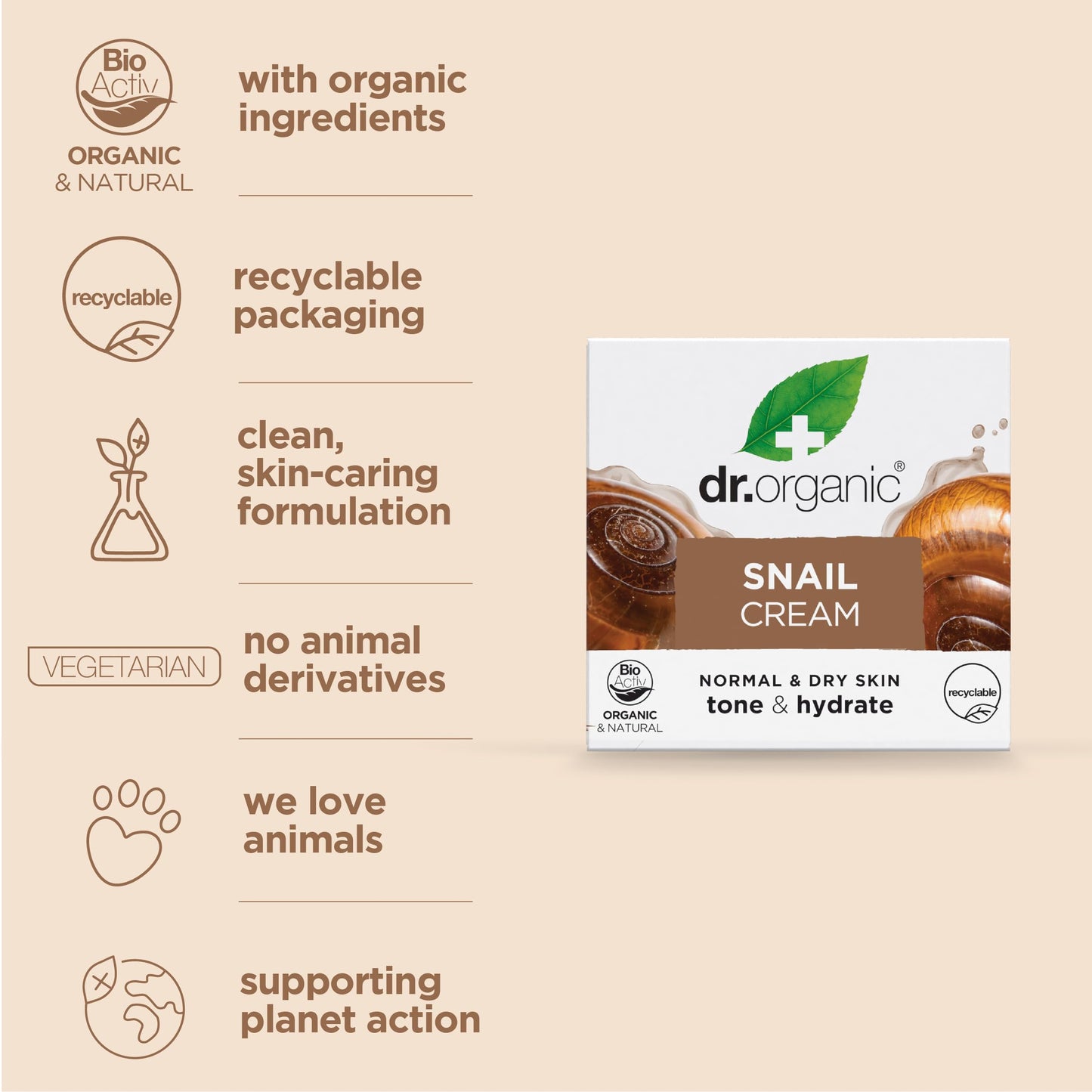 Dr. Organic Snail Gel Face Cream | Rejuvenates and Moisturizes, Improves Skin Tone and Hydration, Natural, Certified Organic, Paraben & SLS-Free, 50 mL / 1.7 fl oz Dr. Organic buy supplements Au