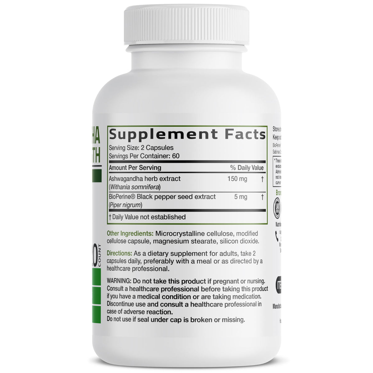Bronson Ashwagandha Extra Strength Stress & Mood Support with BioPerine - Non GMO Formula, 120 Vegetarian Capsules BronsonBuy Supplements Australia