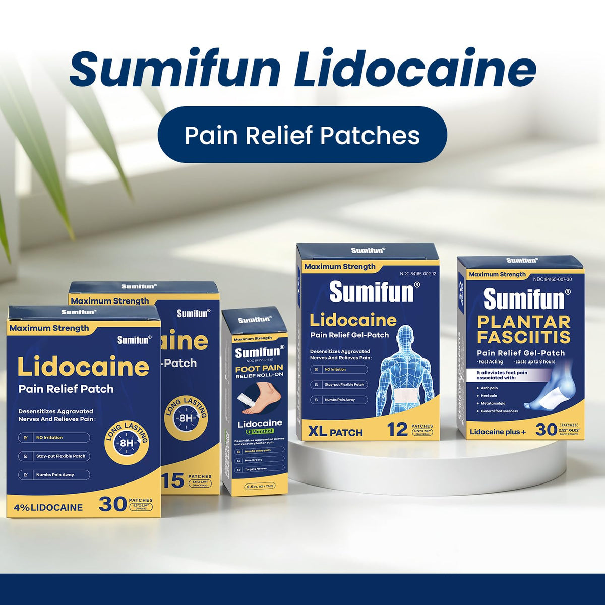 Sumifun Foot Pain Relief Lidocaine Roll-On - Maximum Strength OTC for Plantar Fasciitis & Heel Pain - Fast-Drying, Non-Greasy Formula, 2.5 Fl Oz * 3 SumifunBuy Supplements Australia