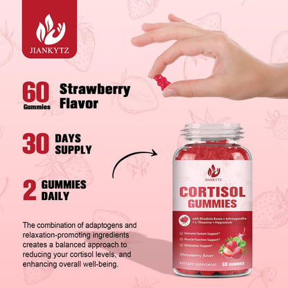 JIANKYTZ Cortisol Gummies for Women with Ashwagandha, Rhodiola Rosea, L-Theanine, Magnesium, Vitamin D3 for Zzz Support, Balanced Cortisol, Vegan, 60 Gummies JIANKYTZBuy Supplements Australia