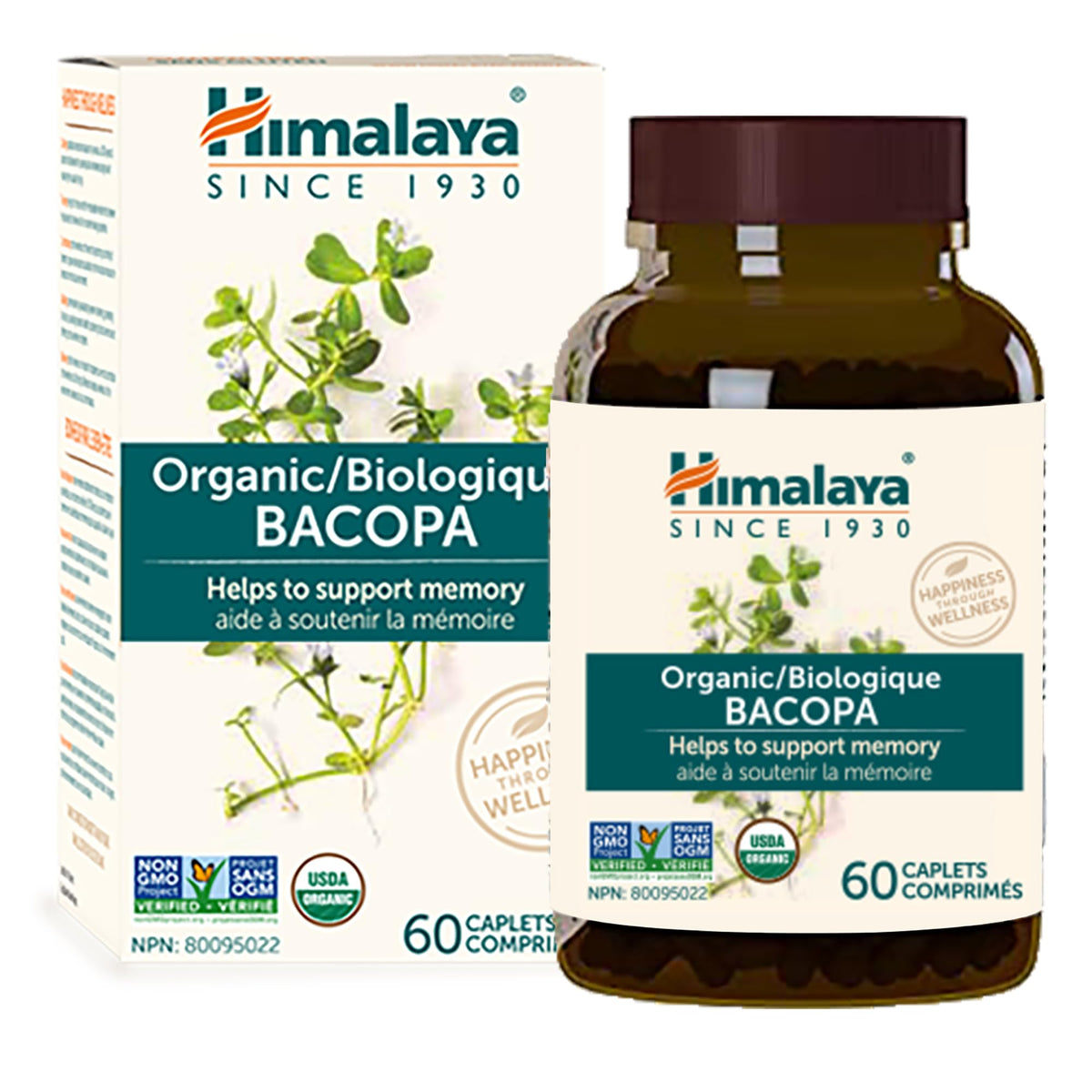 Himalaya Bacopa Monnieri Nootropic Herbal Supplement, Supports Calm, Memory, Cognition, USDA Certified Organic, Non-GMO, 750 mg, 60 Plant-Based Caplets, 60 Day Supply HimalayaBuy Supplements Australia