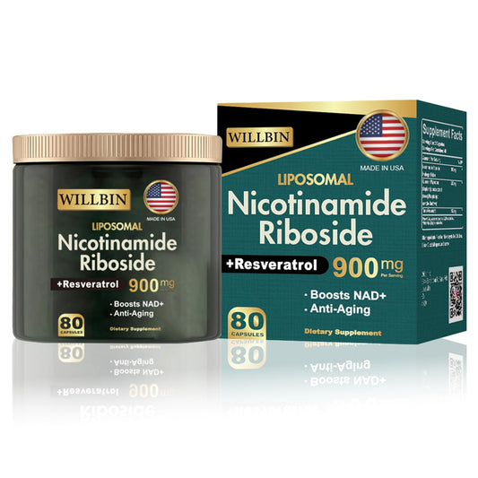 Willbin Liposomal NAD+ Supplement, Nicotinamide Riboside with Resveratrol, NAD Nicotinamide Riboside Boost Energy Focus Anti-Aging for Women & Men - 80 Vegan Capsules WillbinBuy Supplements Australia