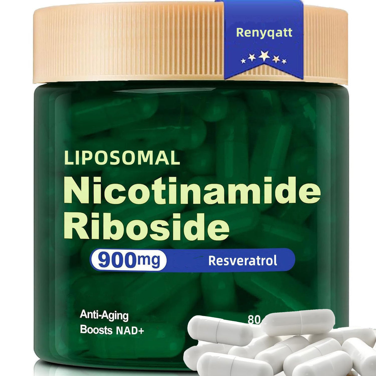 Renyqatt NAD+ Supplement - Liposomal Nicotinamide Riboside - Supplement for Anti-Aging, Energy, Focus - 80 Capsules（1B） RenyqattBuy Supplements Australia