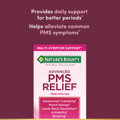 Nature’s Bounty Optimal Solutions Advanced PMS Relief for Menstrual Cycle Support, PMS Support Supplement for Women, Bloating Relief – Chasteberry, Hormone-Free, 60 Vegetarian Capsules Nature's BountyBuy Supplements Australia