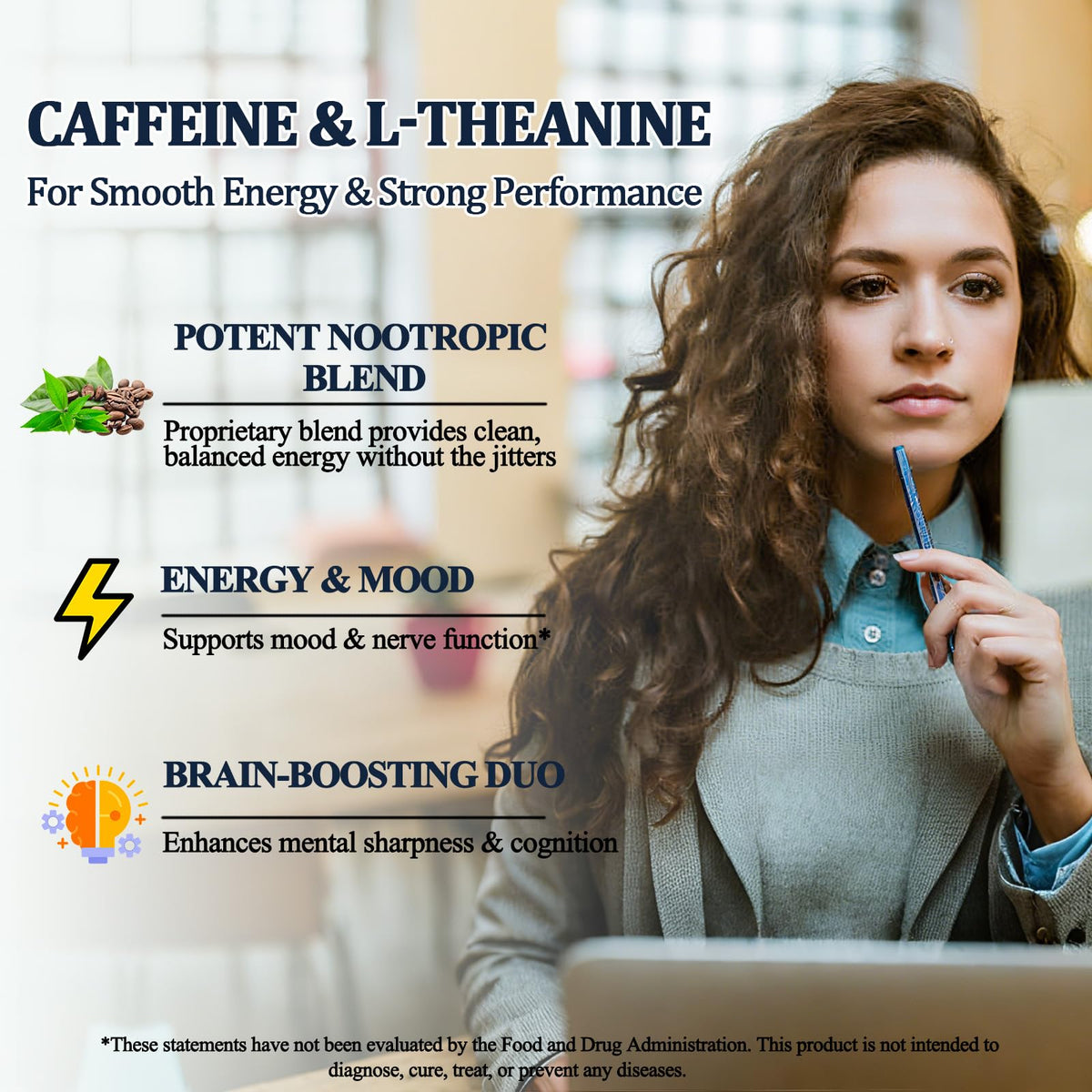 L Theanine Caffeine Liquid Drops, High Potency L-Theanine 100mg w. Caffeine Vitamin B12 B6, Natural Nootropic Brain for Smooth Energy Focus Alertness, 6X Stronger Than Pills Powder Gum WellVeraVidaBuy Supplements Australia