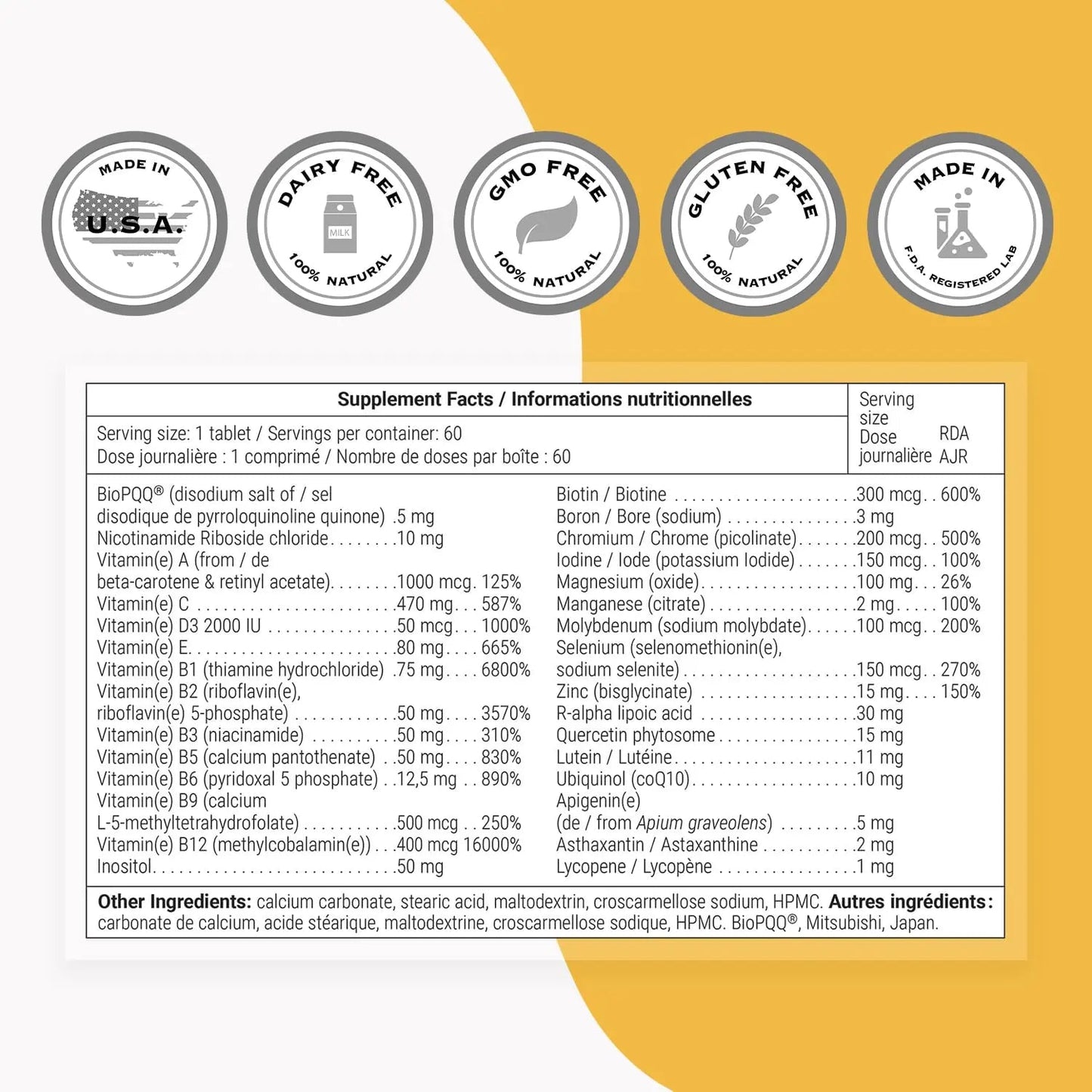 Supersmart - Daily 1® Timed Release - Multivitamin Supplement for Women & Men - with BioPQQ®, Vitamin A, B, C, D & E, Biotin, Quercetin & Fisetin | Supersmart