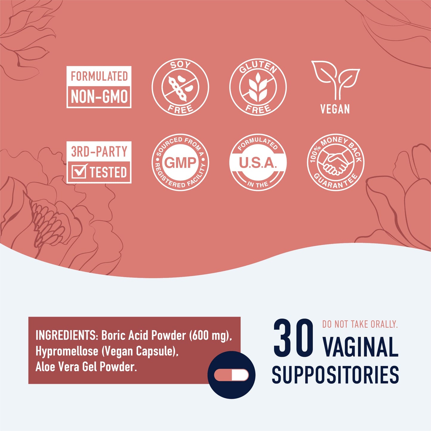 Boric Acid Suppositories for Women | 600mg | for pH Balance, Vaginal Odor & Itching | Feminine Intimate Health SMNutritionBuy Supplements Australia