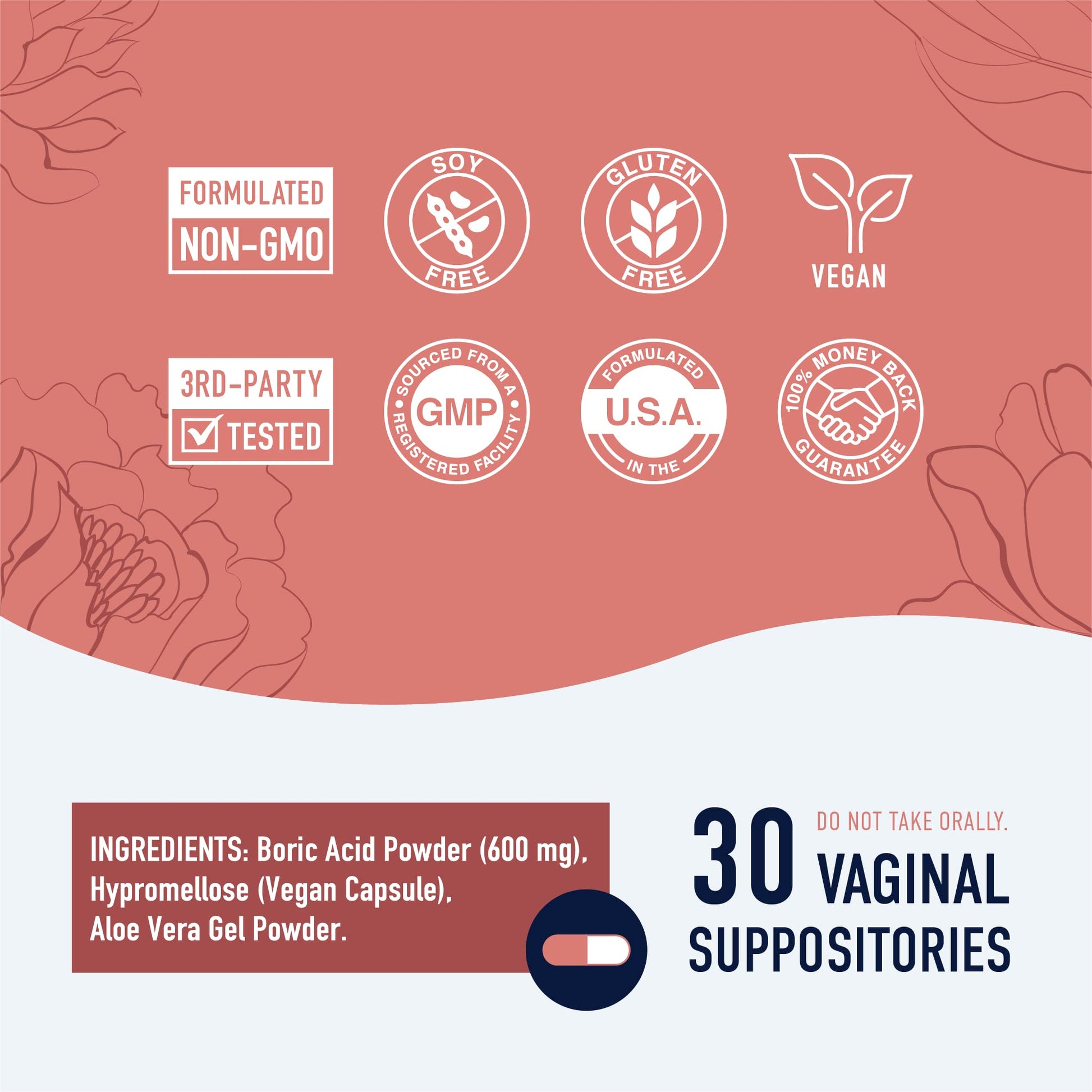 Boric Acid Suppositories for Women | 600mg | for pH Balance, Vaginal Odor & Itching | Feminine Intimate Health SMNutritionBuy Supplements Australia