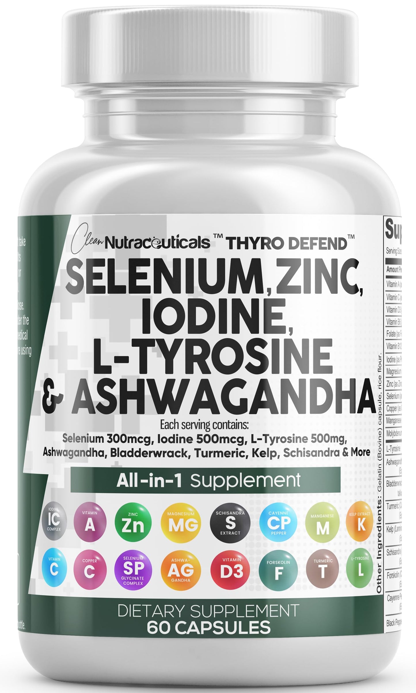 Clean Nutra Selenium 300mcg Iodine 500mcg Thyroid Support for Women & Men | L Tyrosine 500mg Ashwagandha Supplement Bladderwrack, Turmeric, Kelp, Schisandra Zinc Pills Capsule Supplements Clean NutraceuticalsBuy Supplements Australia