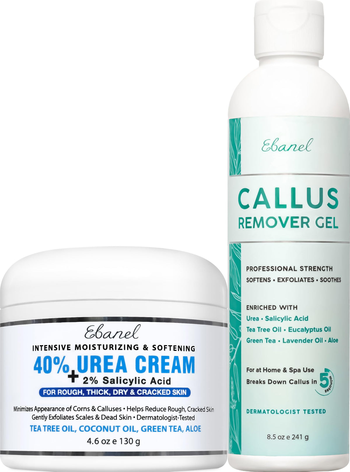 Ebanel Set of Professional Callus Remover for Feet, and Urea Cream 40% Plus Salicylic Acid 2%, Heel Foot Callus Remover Gel Exfoliator Dead Skin Cuticle Removal Toenail Softener Keratolytic Pedicure Ebanel buy supplements Au