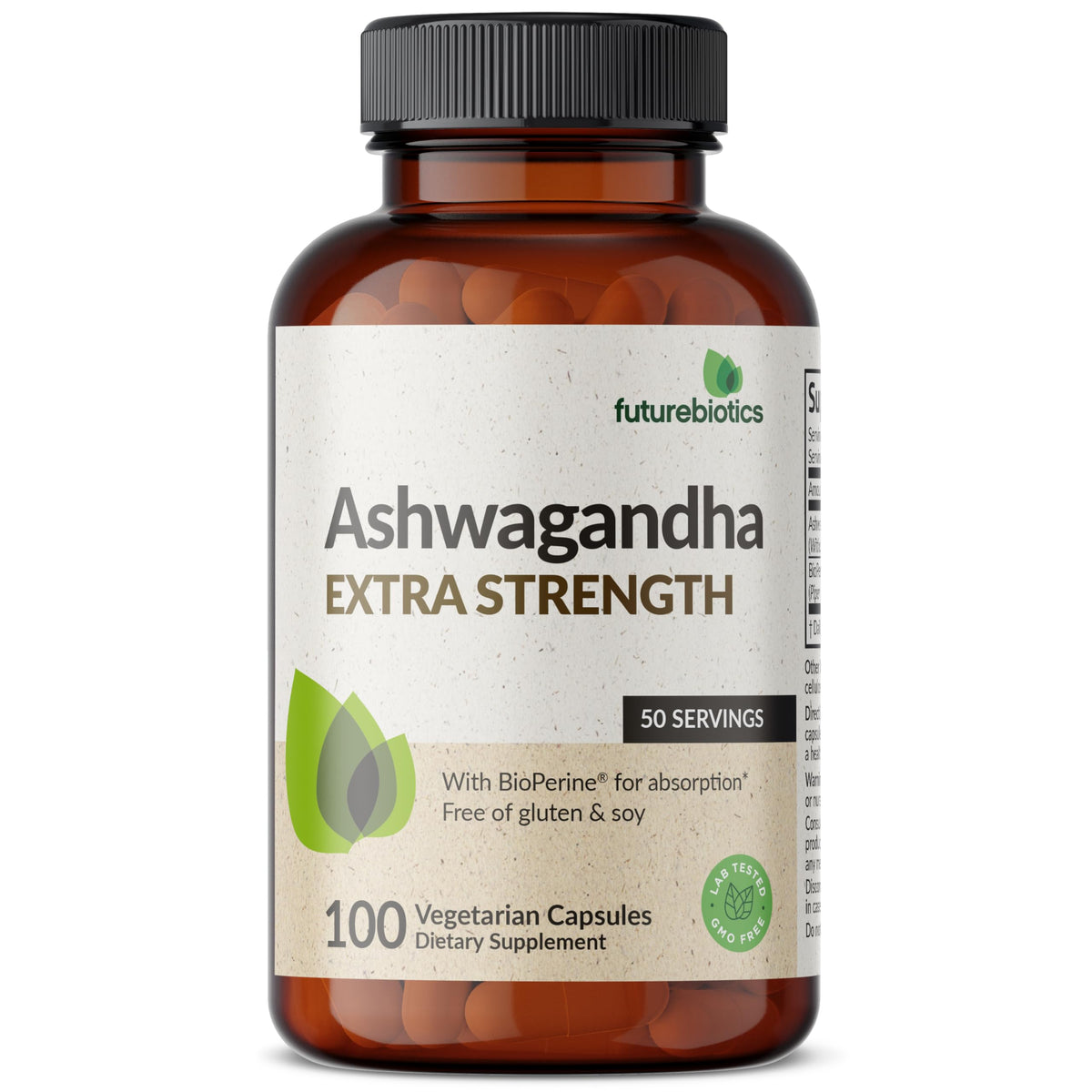 Futurebiotics Ashwagandha Extra Strength Stress & Mood Support with BioPerine - Non GMO Formula, 100 Vegetarian Capsules FuturebioticsBuy Supplements Australia