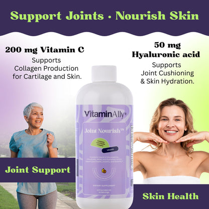 Joint Nourish – 100% Vegan Liquid Joint Supplement | Vegan Glucosamine, Chondroitin, MSM, Hyaluronic Acid & Vitamin C | Mango-Peach | Supports Joint Mobility, Cartilage & Skin | Sugar-Free,16 Servings VitaminallyBuy Supplements Australia