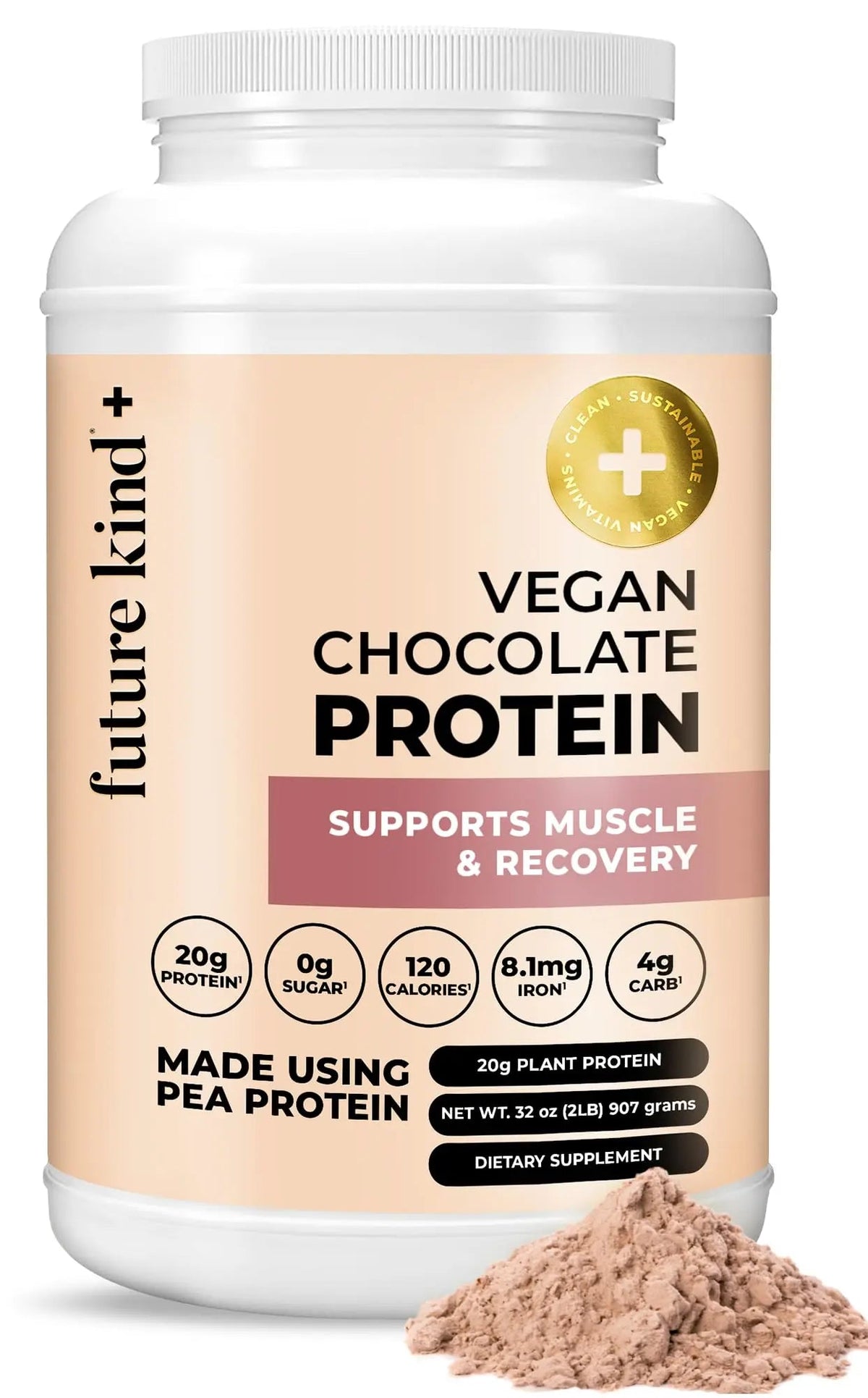Future Kind Vegan Protein Powder, Chocolate, Pea Plant Protein for Lean Muscle with Iron & Fiber, Whey-Free, Sugar-Free, Soy-Free, Non-Dairy (34 Servings) Future Kind buy supplements Au