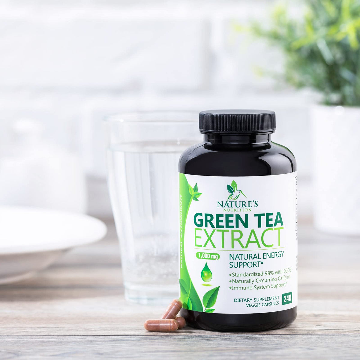 Green Tea Extract Capsules 1000mg 98% Standardized EGCG - 3X Strength for Natural Nature's NutritionBuy Supplements Australia