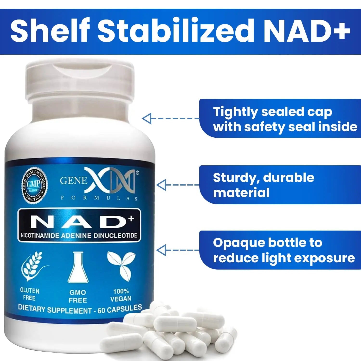 Genex Formulas NAD+ 250mg Serving 60 Capsules Nicotinamide Adenine Dinucleotide (Actual NAD+ Not a Precursor) (1) Genex FormulasBuy Supplements Australia