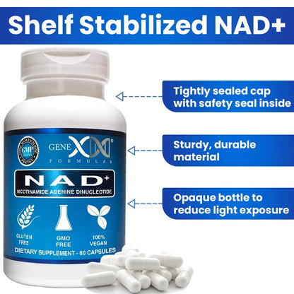 Genex Formulas NAD+ 250mg Serving 60 Capsules Nicotinamide Adenine Dinucleotide (Actual NAD+ Not a Precursor) (1) Genex FormulasBuy Supplements Australia