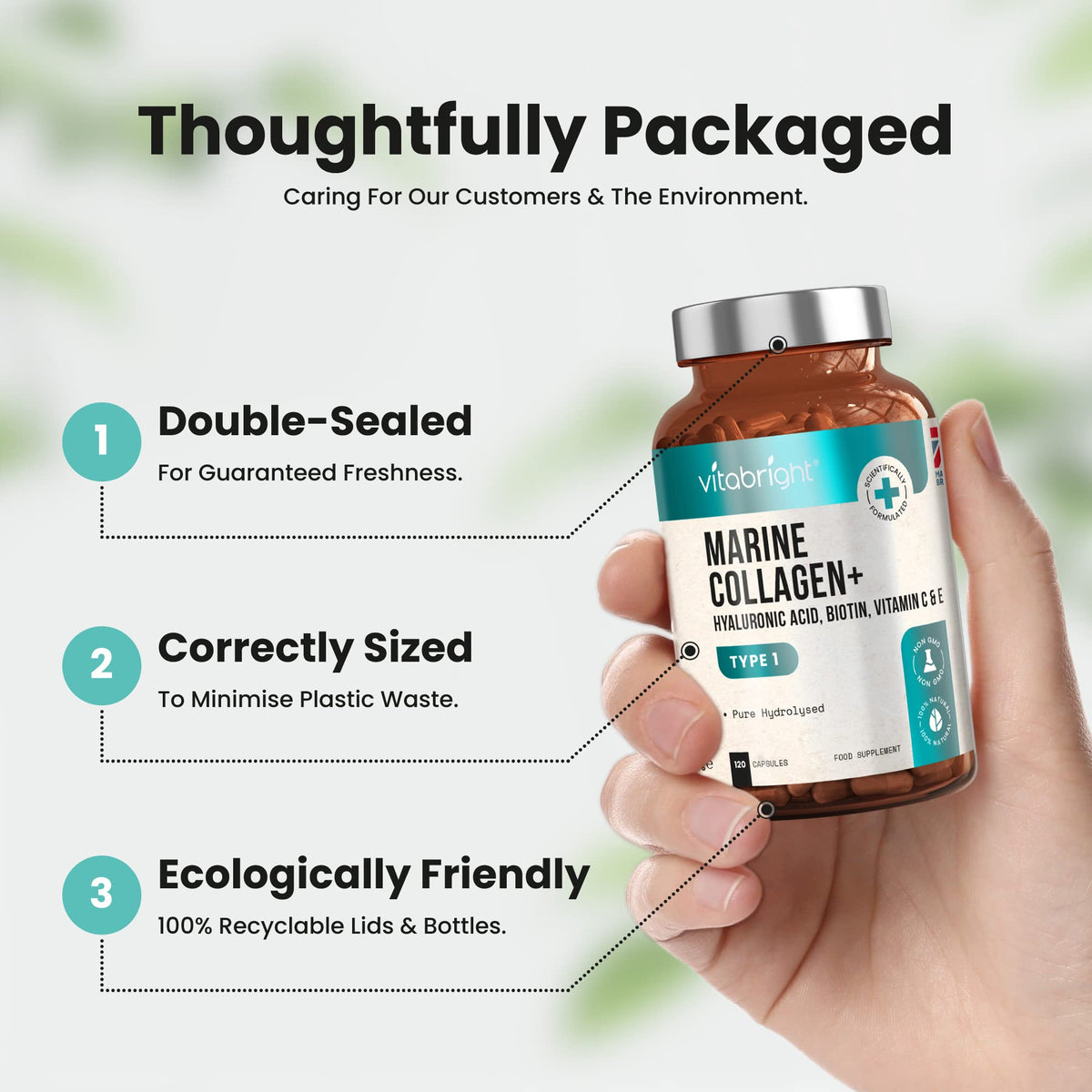 Marine Collagen Capsules 1000mg - 120 Capsules - 9 Powerful Skin Supporting Nutrients VitaBrightBuy Supplements Australia