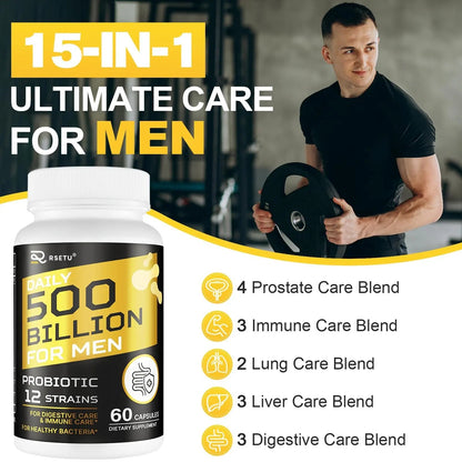 Probiotics for Men, 500 Billion CFUs & 12 Strains Mens Probiotic with Turmeric Cranberry, Goji, Gut Health for Men, for Digestive Health, Gut, Bloating & Gas, Immune, Energy Support, 120-Day Supply RSETU buy supplements Au
