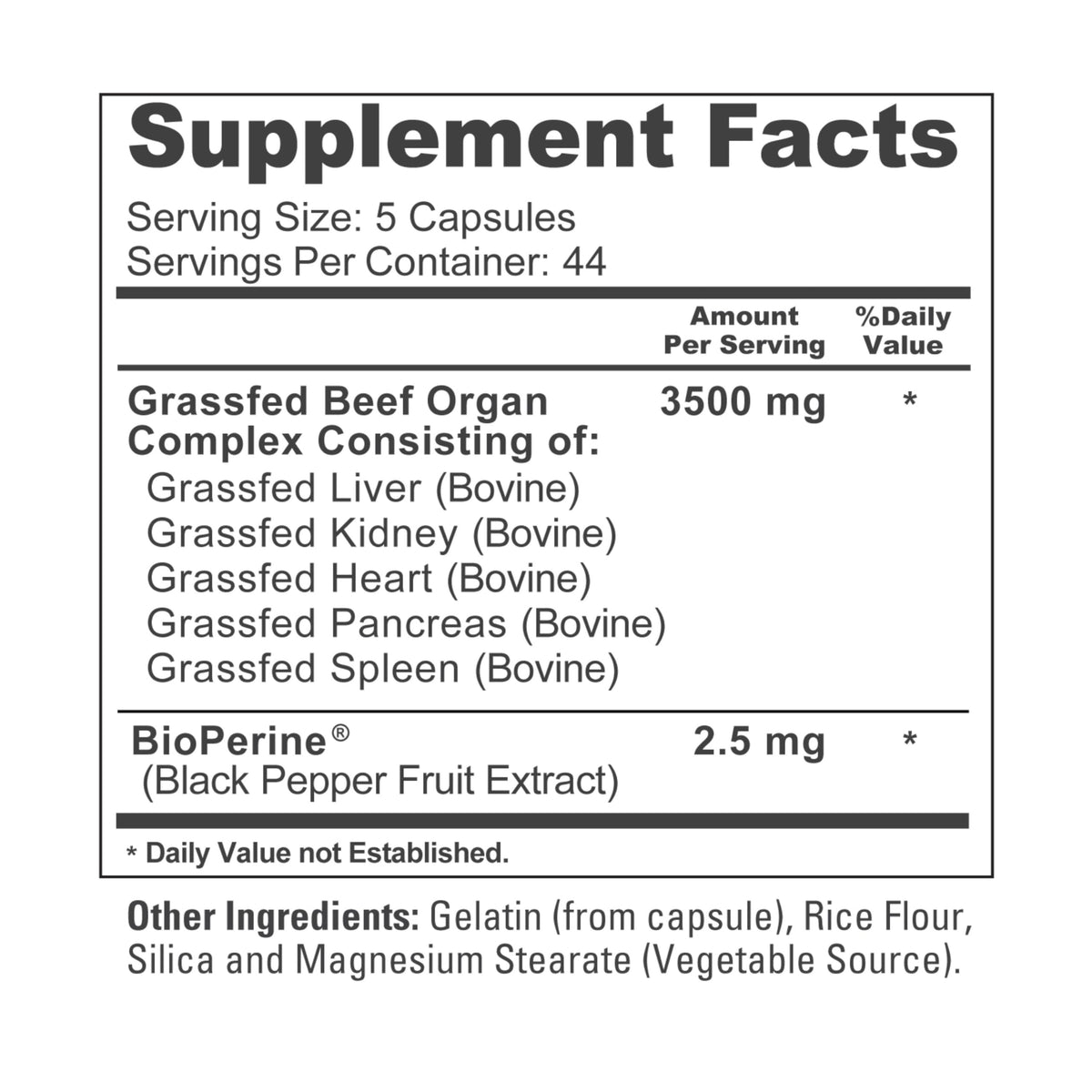 NusaPure Grass Fed Beef Organ Complex | 220 Capsules | Pasture Raised | with Desiccated Liver, Kidney, Pancreas, Heart, Spleen | Soyfree Non-GMO, Bioperine NusaPureBuy Supplements Australia