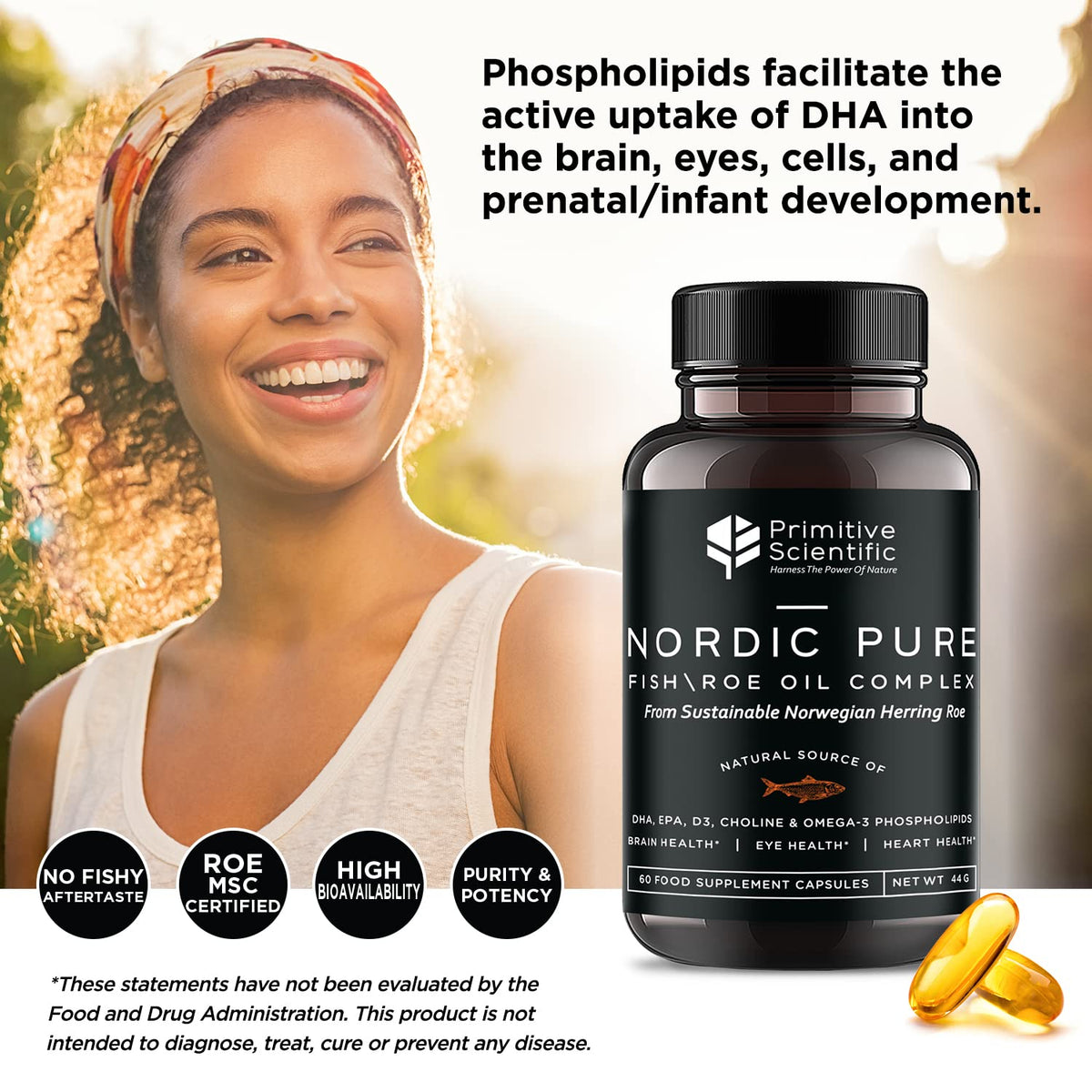 Primitive Scientific Nordic Pure Oil Complex (60 Fish Oil Capsules) for Brain, Immunity & Vision - Heart Supplement w/EPA, DHA, Vitamin D3, Choline - Omega 3 Supplements Primitive Scientific buy supplements Au