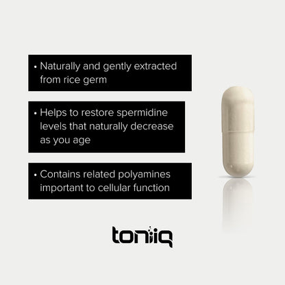 Toniiq Ultra Concentrated 500mg Spermidine Supplements for Men and Women - Non-Synthetic Spermidine Standardized to No Less Than 1% - 5mg per Serving Rice Germ Extract Toniiq buy supplements Au