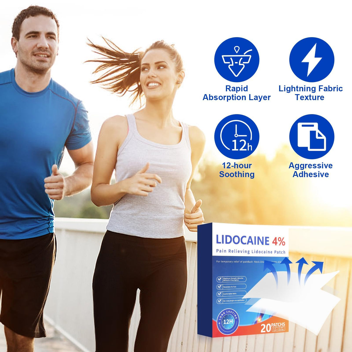 AROSLU 4% Lidocaine Maximum Strength Pain Relief Patches | Muscle & Joint Relief for Neck, Back, Knee, Shoulders | 12 Hour Long Lasting | 20 Count AROSLUBuy Supplements Australia