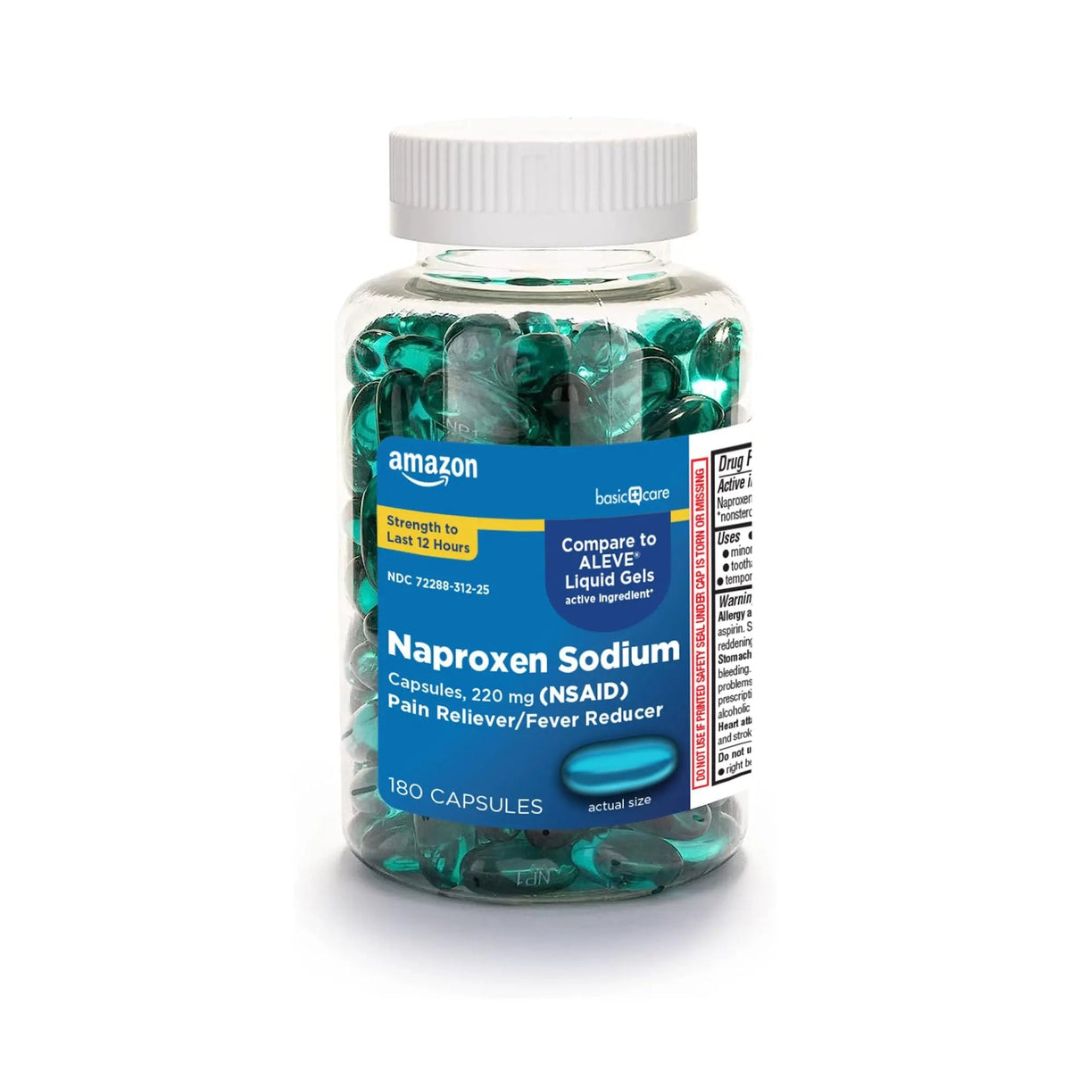 Amazon Basic Care Naproxen Sodium 220 mg Liquid Gels, Pain Reliever/Fever Reducer (NSAID), Headache, Backache, Menstrual Pain, Arthritis Pain, 12-Hour Relief, 180 Count (previously A+ health) Amazon Basic CareBuy Supplements Australia