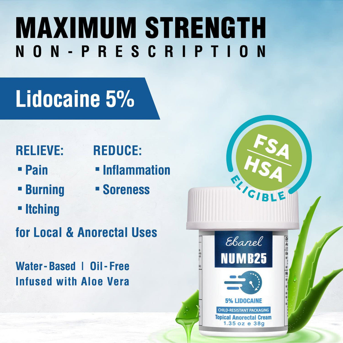 Ebanel Bundle of Lidocaine Numbing Spray, and Topical Numbing Cream 1 Oz Ebanel buy supplements Au