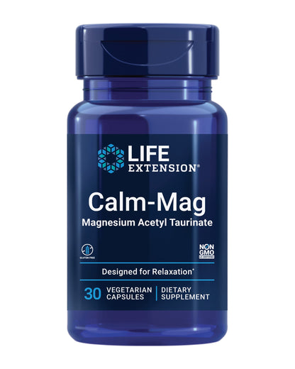 Life Extension Calm-Mag, Magnesium Acetyl taurinate, Daily Stress Management Formula, Supports Calmness and Relaxation, Gluten-Free, Non-GMO, Vegetarian, 30 Capsules Life ExtensionBuy Supplements Australia