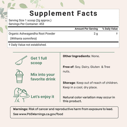 Micro Ingredients Organic Ashwagandha Root Powder | 2 Pound, No Filler, No Additives, Highly Purified | Active Withanolides, Adaptogenic Ayurvedic Herbal Supplements, Gluten Free, India Origin Micro IngredientsBuy Supplements Australia