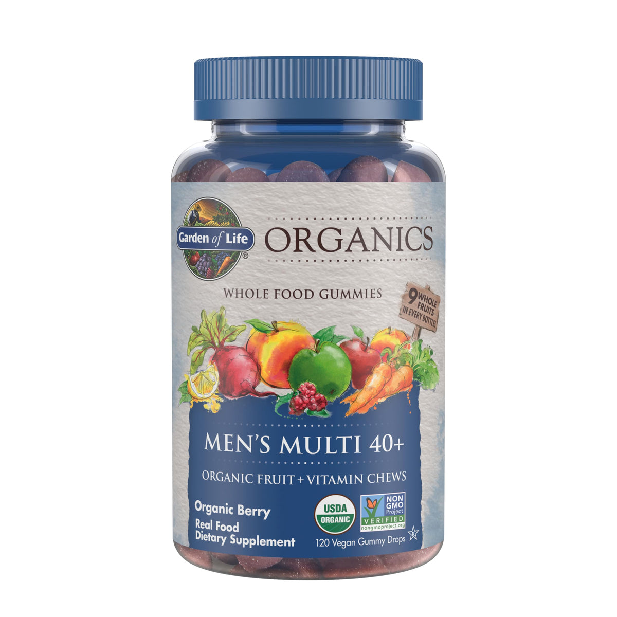 Garden of Life Organics Men 40+ Gummy Vitamins - Berry - Certified Organic, Non-GMO, Vegan, Kosher Complete Multi Garden of LifeBuy Supplements Australia